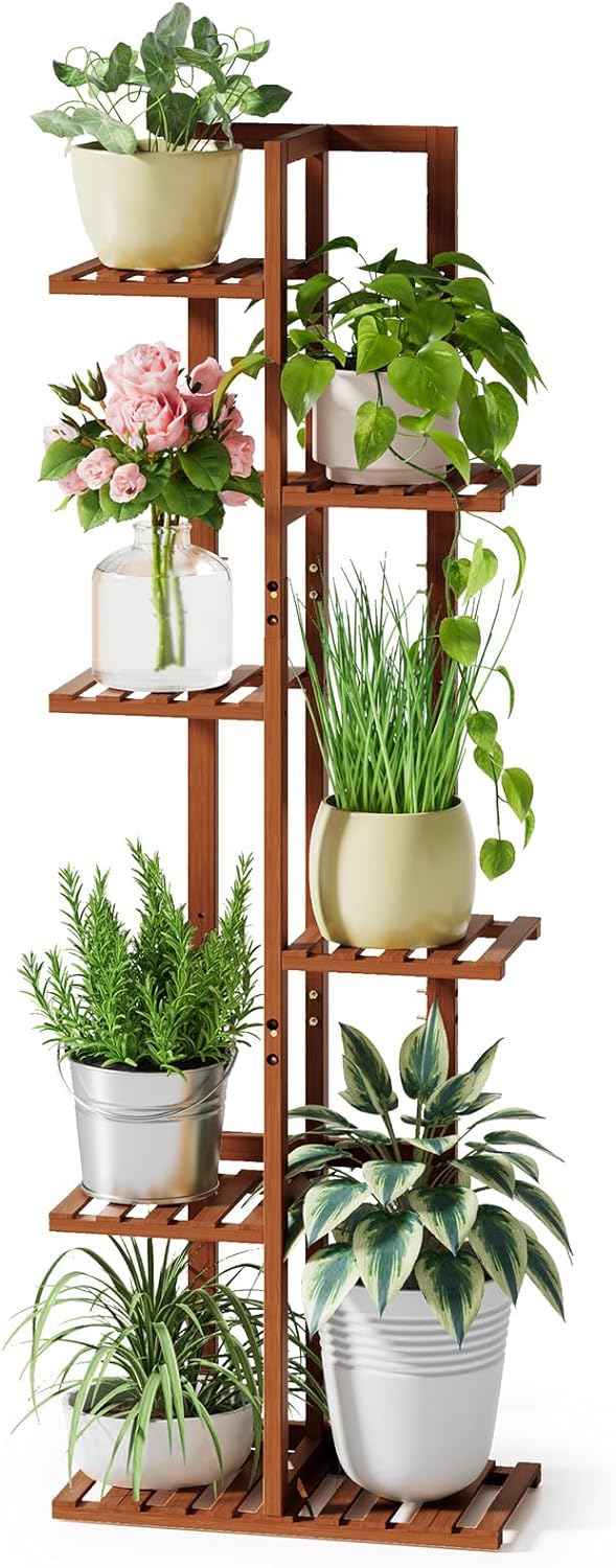 ROSSNY Plant Stand Indoor, 6 Tier 7 Potted Bamboo Plant Stands for Indoor Plants