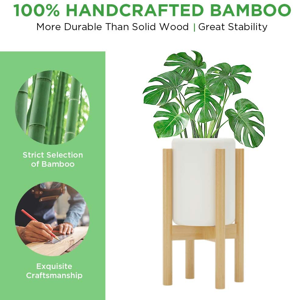 Adjustable Plant Stand (8 to 12) Bamboo Wooden Large Planter Pot