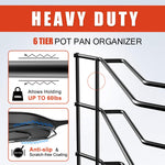 MUDEELA 8 Tiers Pots and Pans Organizer and 6 Tiers Heavy Duty Pan Organizer Bundle