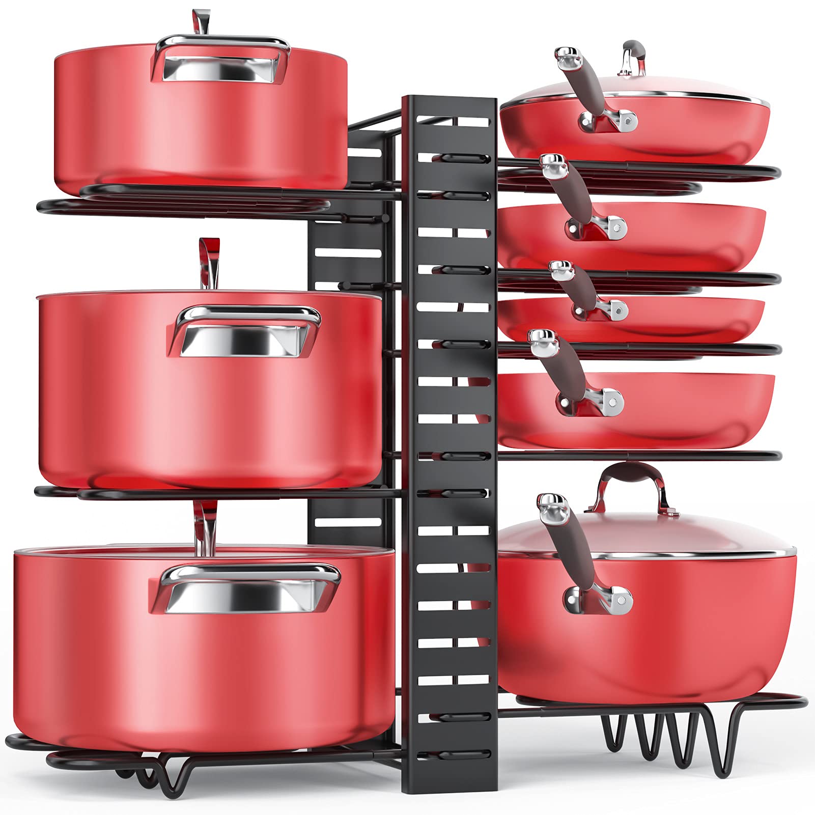 Pots and Pans Organizer, 8 Tier Pan Organizer Rack for Cabinet,Heavy Duty  Pot