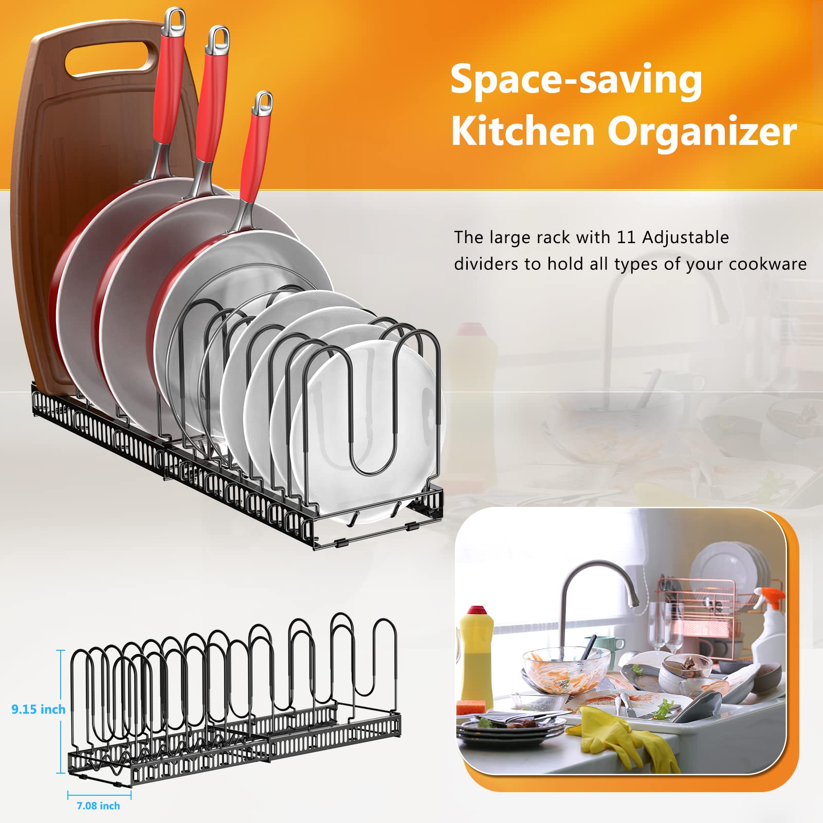 MUDEELA Organizer Wall Mounted Pot Organizer Rack